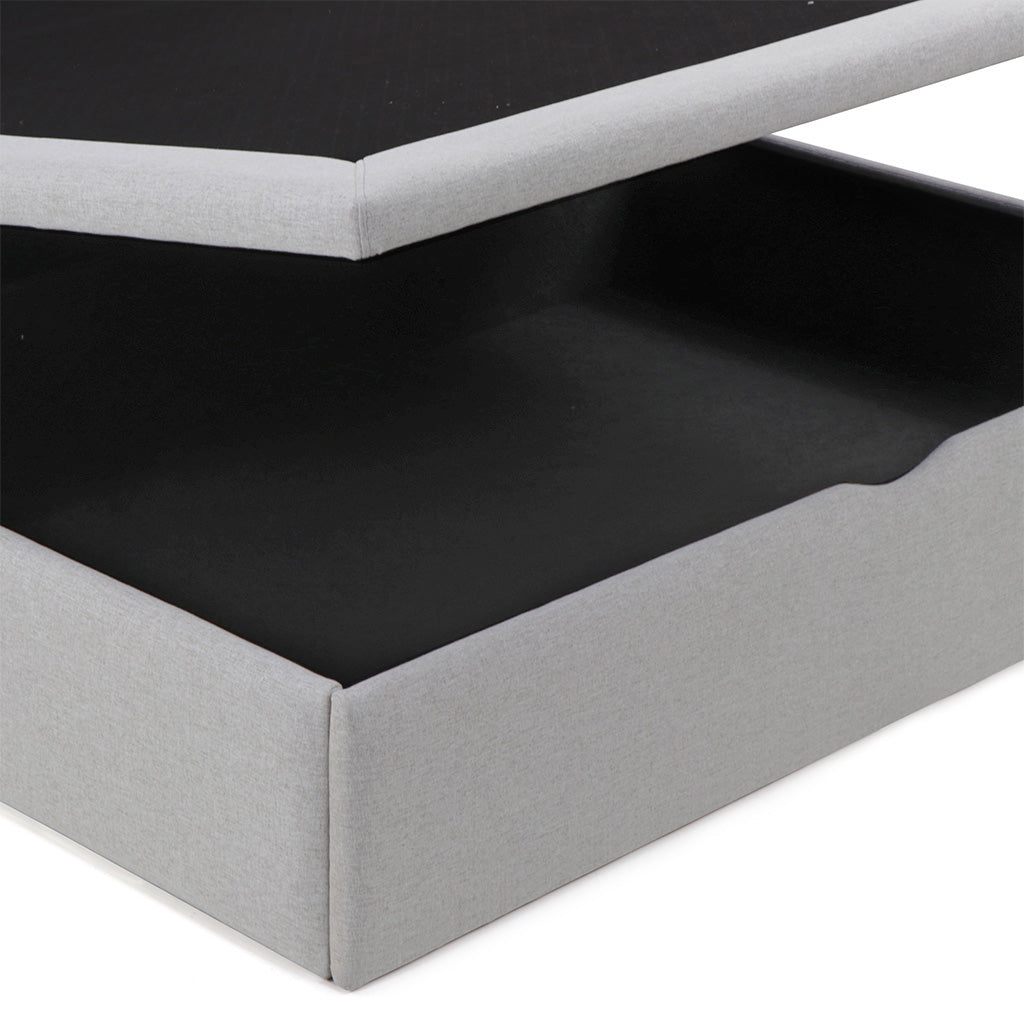 Lit coffre tissu gris