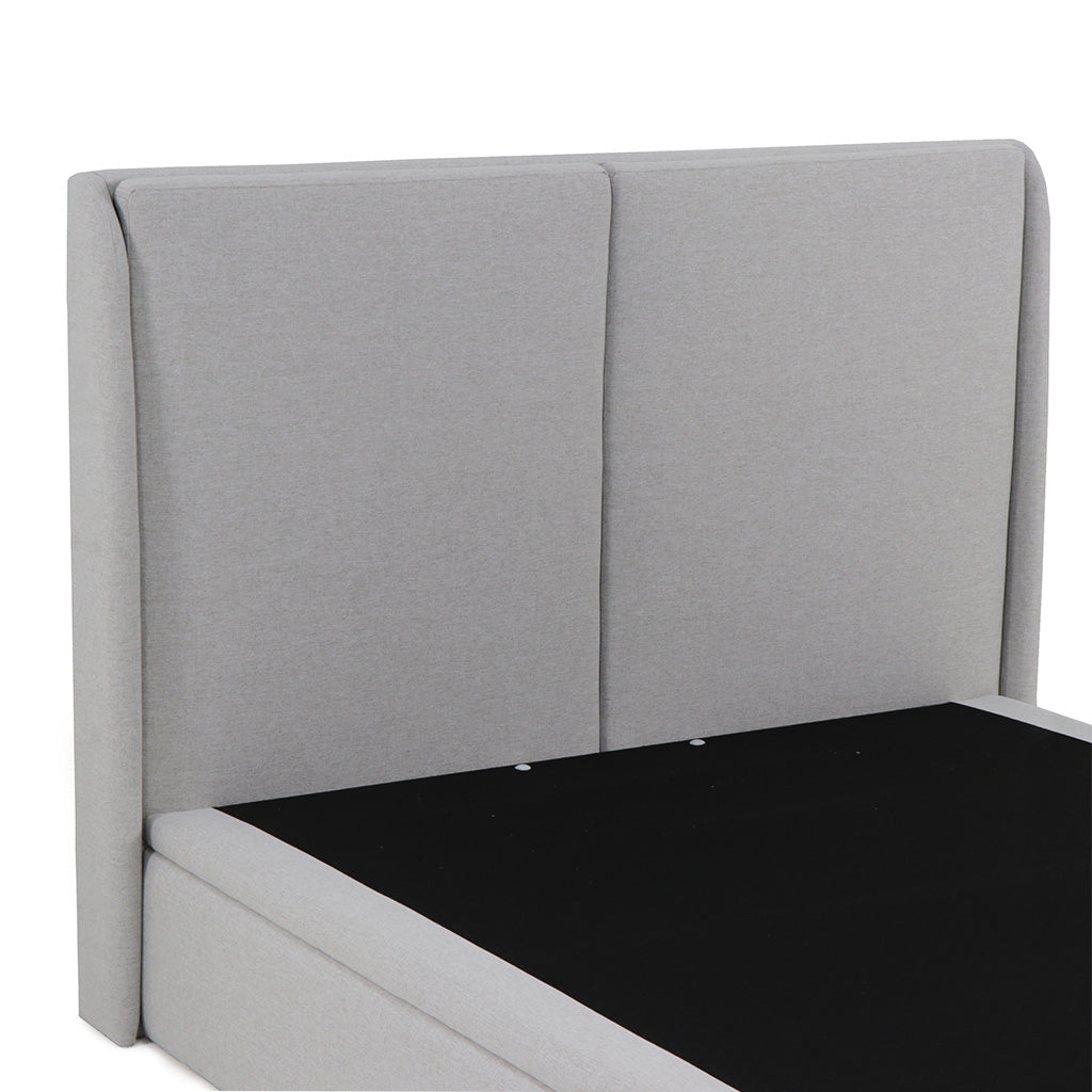 Lit coffre tissu gris