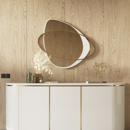 miroir mural blanc et or