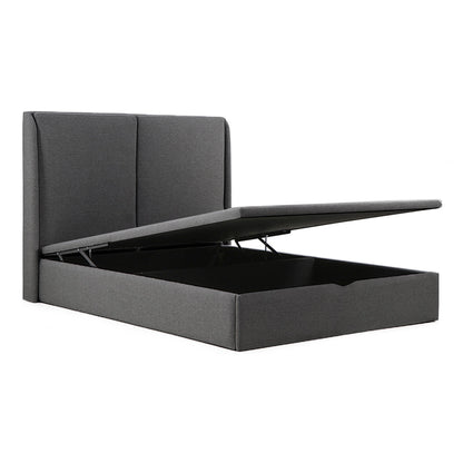 Lit coffre tissu gris